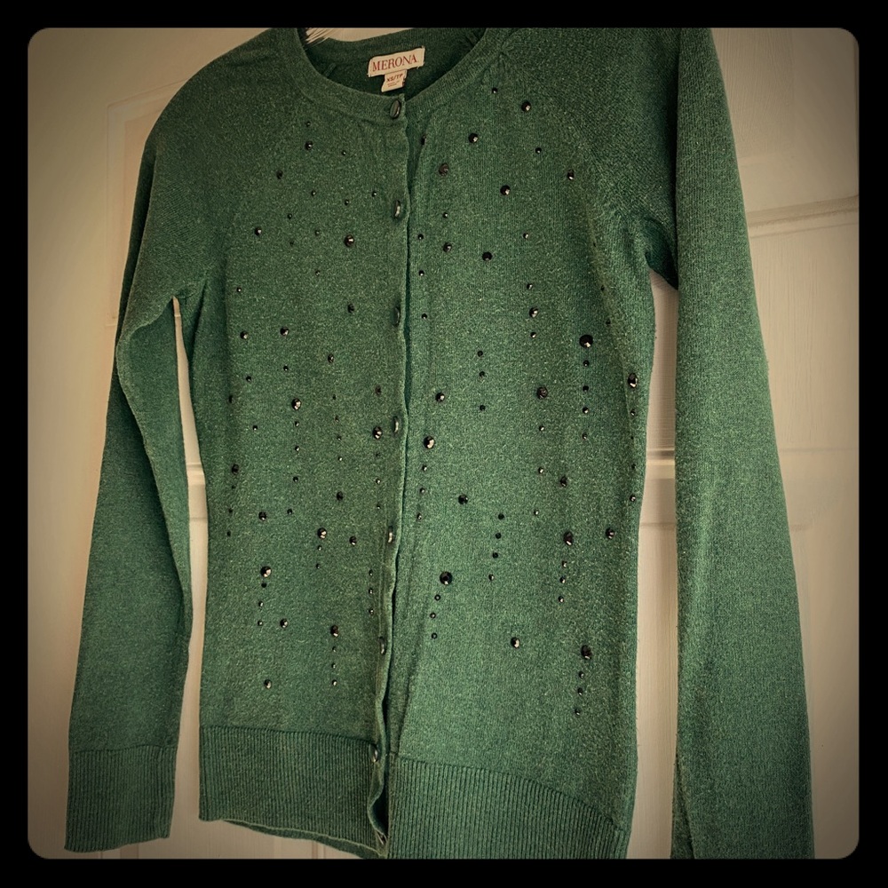 Merona forest green dress cardigan with gems